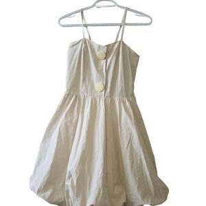 Cream Cotton Bubble Hem Dress